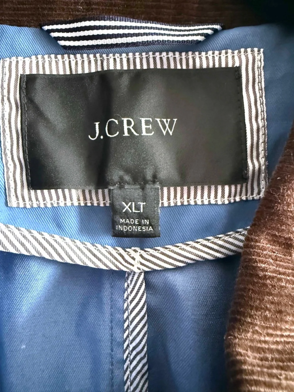 J Crew Barn Jacket Waxed Cotton Chore Coat Corduroy Collar Blue Women’s XL Tall